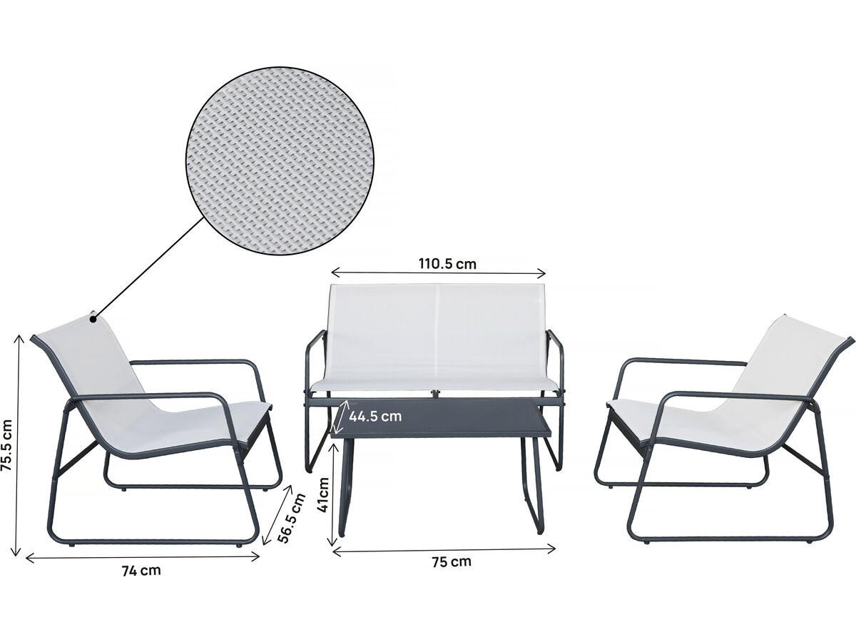 LOUNGEGARNITUR Fortaleza 4-Sitzer Beige - Beige, Glas/Metall - Habitat Garten