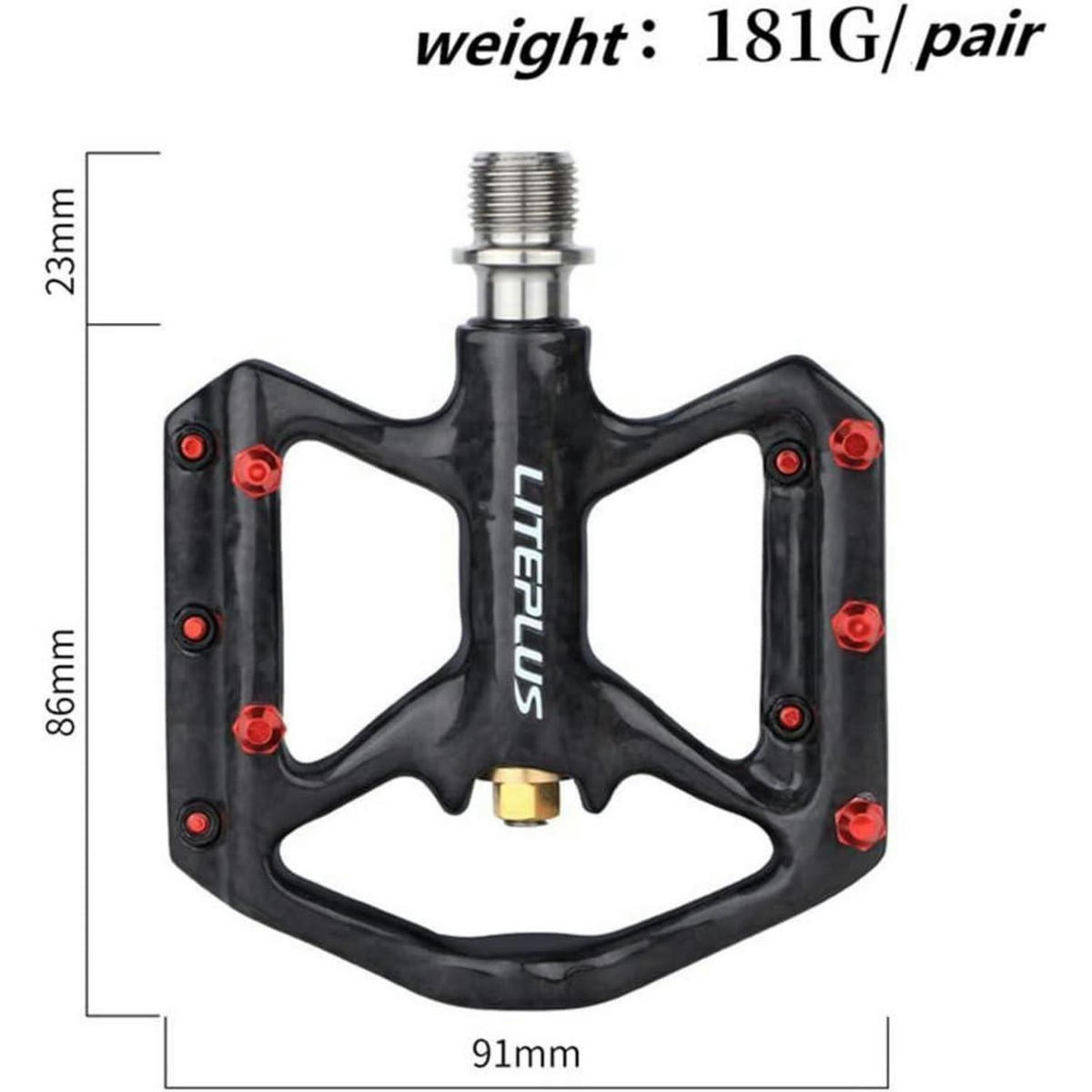 FAHRRAD-PEDALE Karbon Titan-Achse Ultraleicht 181 g - Schwarz, Metall (8.6/1.5/9.1cm)