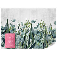 FOTOTAPETE für Wohnzimmer Blätter Beton Aquarell 400x280 - Grau/Grün, Papier (400/280cm) - Muralo