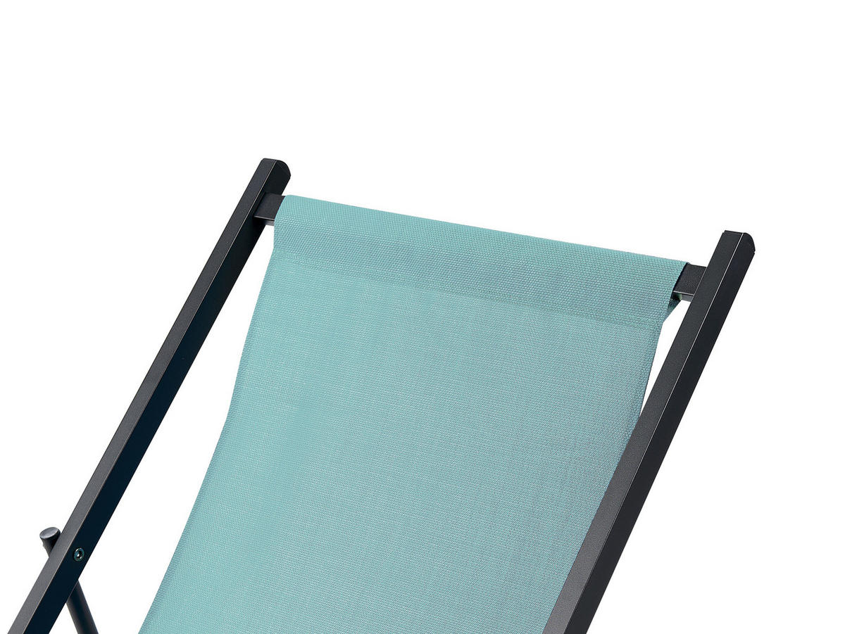 GARTENLIEGE schwarz/blau Locri II - Schwarz/Hellblau, Metall (60/79/95cm) - Beliani