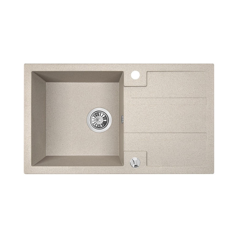 EINBAUSPÜLE Barbados Beige, Einzelbecken, 44/76/19,4 cm - Beige, Stein (44/19.4/76cm) - bad land