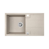 EINBAUSPÜLE Barbados Beige, Einzelbecken, 44/76/19,4 cm - Beige, Stein (44/19.4/76cm) - bad land