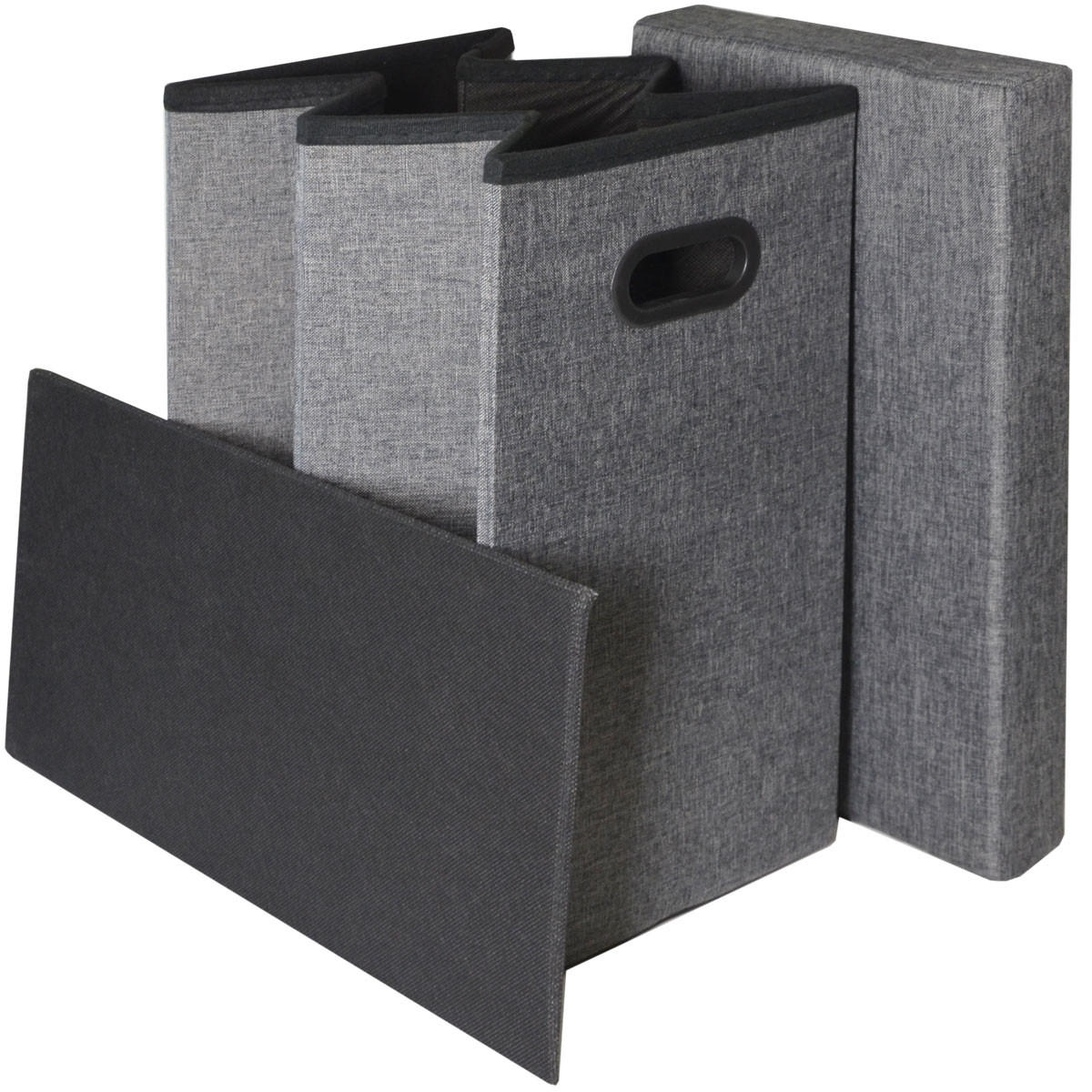 WÄSCHEKORB mit Deckel, 50/25/49 cm Grau - Grau, Textil (26/49/50cm) - Dunedesign