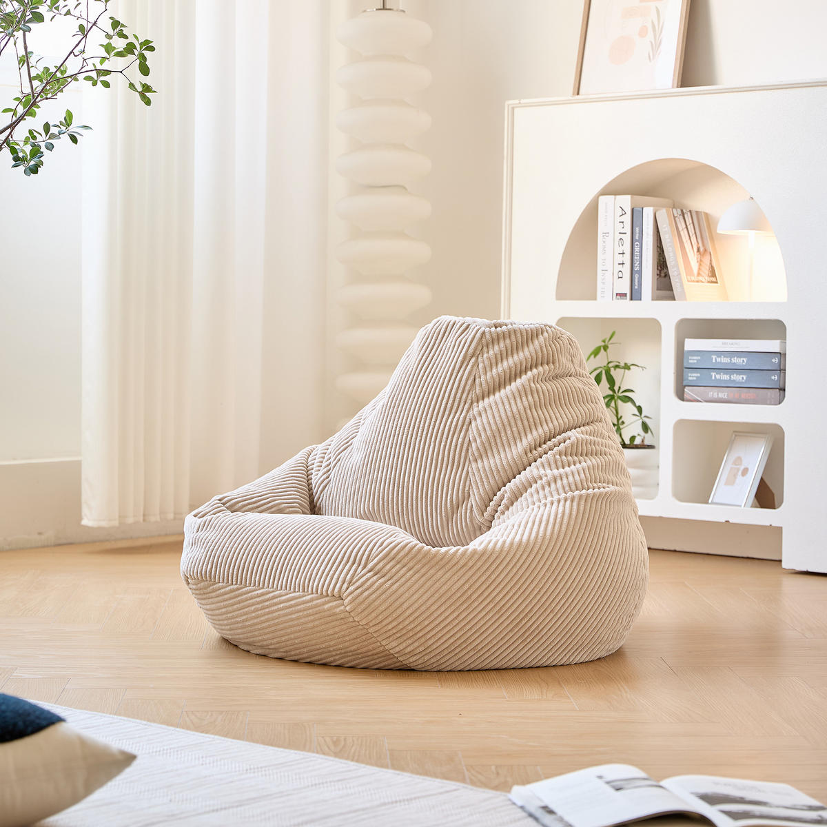 POUF kord Beige - Beige, Textil (90/73/84cm) - Nordlys