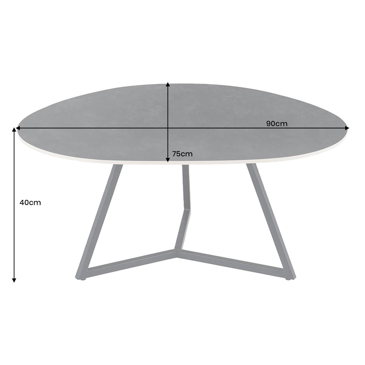 COUCHTISCH MARVELOUS Keramik Anthrazit 90 cm - Schwarz/Grau, Keramik/Metall (75/90/40cm) - riess-ambiente