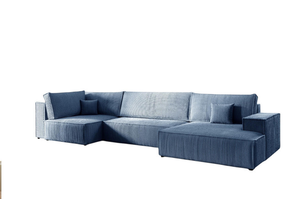 WOHNLANDSCHAFT Corunia - Blau, Holzwerkstoff/Textil (398/70/148cm) - Fun Möbel
