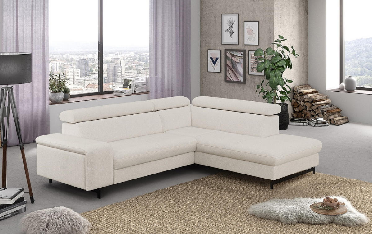 ECKSOFA mit Schlaffunktion und Bettkasten - Schwarz/Weiß, Kunststoff/Textil (215/262cm) - Cotta