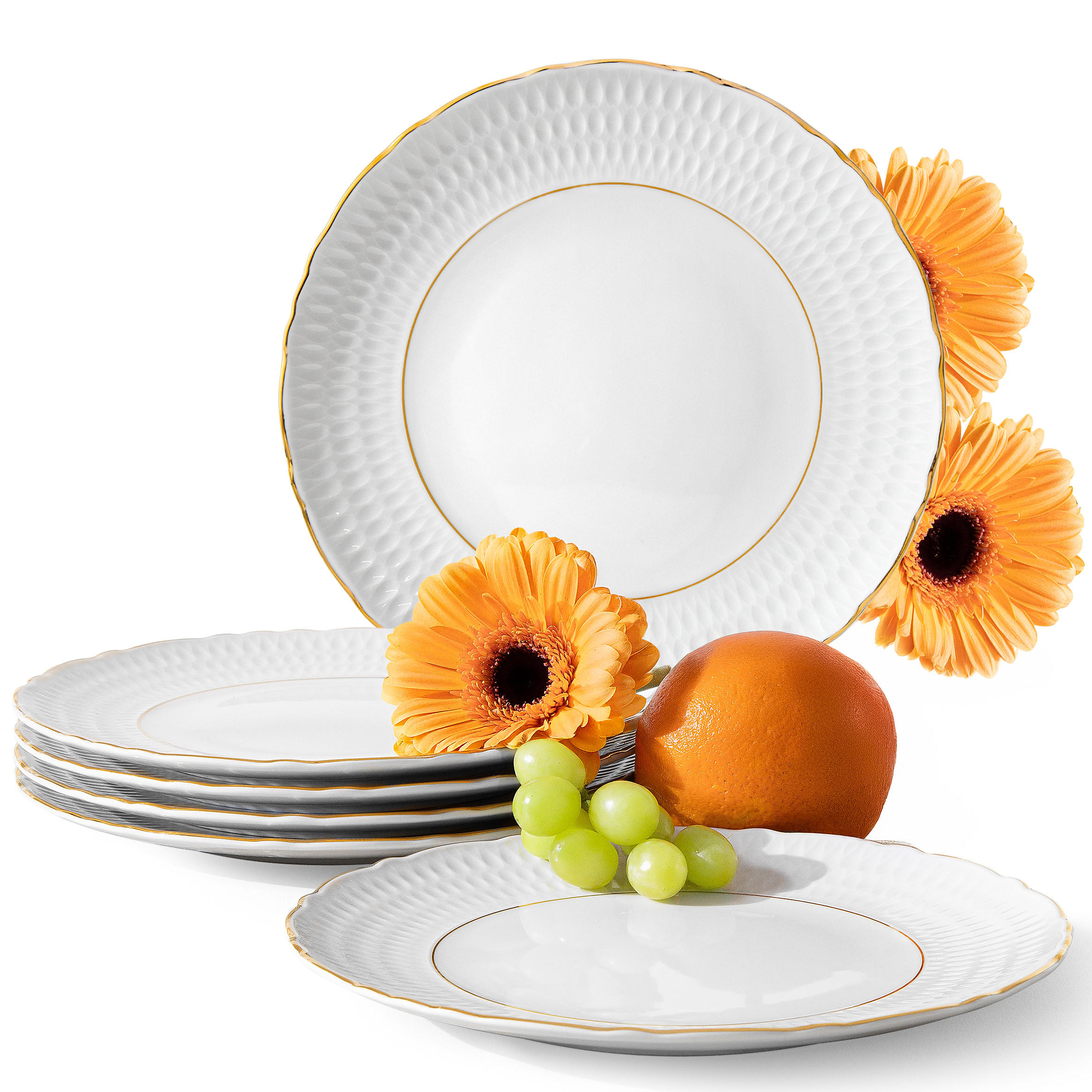 TELLER-SET SPEISETELLER CMIELOW SOFIA 6-tlg aus Porzellan - Weiß, Keramik (26cm) - KONSIMO®