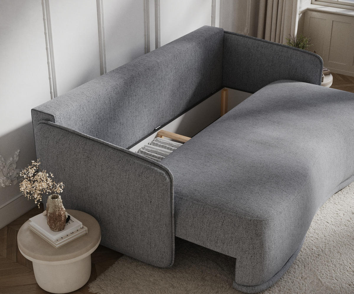 SCHLAFSOFA Mitsis Grau Webstoff - Schwarz/Grau, Holz/Holzwerkstoff (231/93/106cm) - Maison de Reve