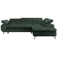 ECKSOFA PETER L Grün Cord - Rechts Seite - Schwarz/Grün, Textil/Metall (273/208cm) - MKS