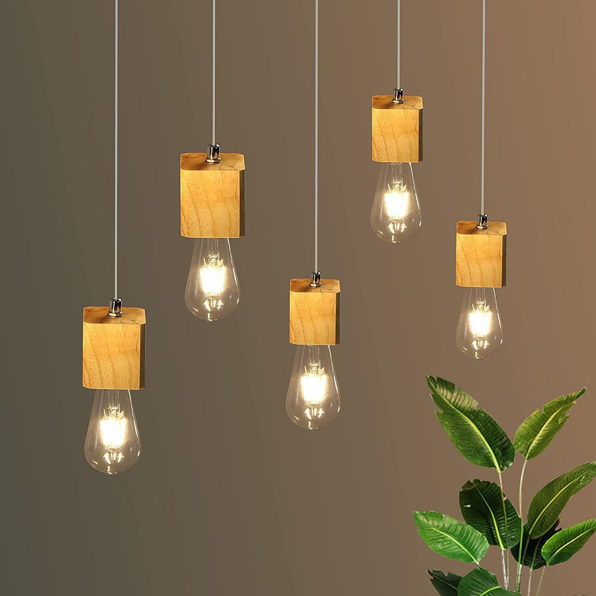 HÄNGELEUCHTE Brunhilde 60/6/6 cm - Braun, Holz (60/6/6cm) - Nettlife