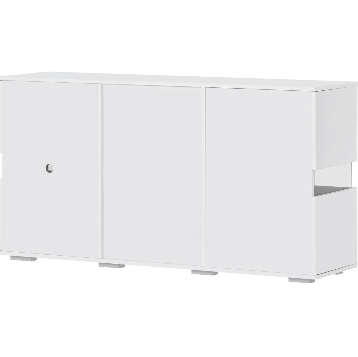 SIDEBOARD aus MDF 140x35x72 cm Weiß mit LED-Beleuchtung, 4 Schubladen und 2 Acryltüren - Weiß, Holzwerkstoff (140/72/35cm) - IVMEU