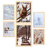 POSTER Set Mit 6 Tiere Im Schnee A3 & A4 Rahmen Aus Hellem Holz - Beige, Papier (29/3cm) - Nacnic