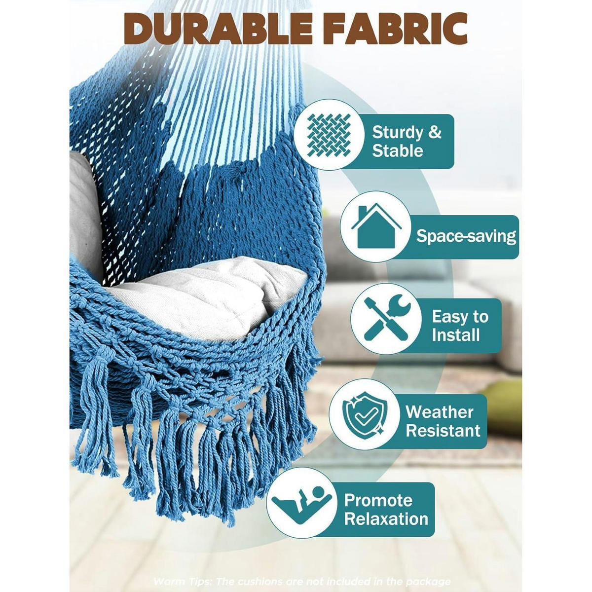 HÄNGESESSEL Baumwolle Königsblau 240 x 80 cm - Blau, Textil (80/1.5/240cm)