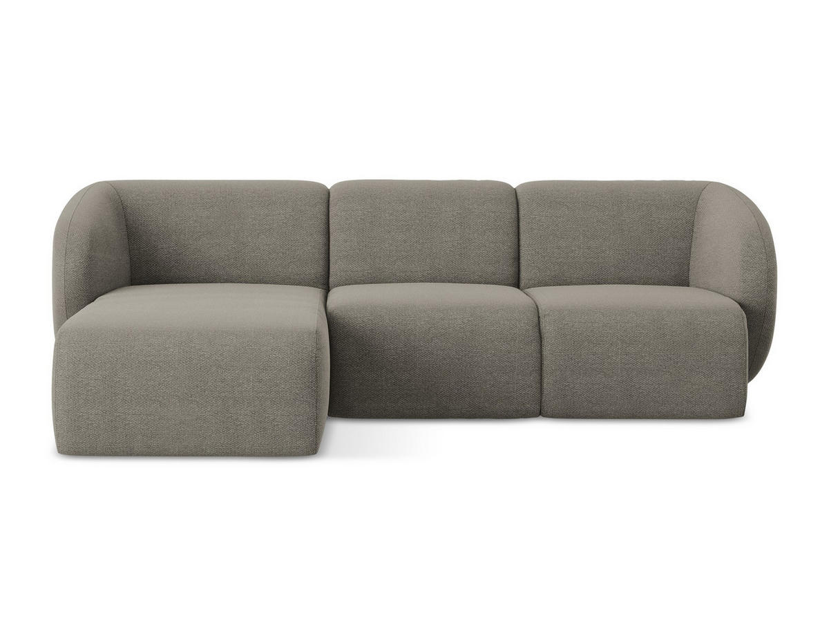 ECKSOFA Links Bouclé Stoff Grau - Schwarz/Grau, Holzwerkstoff/Kunststoff (248/166cm) - Makamii