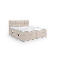 BOXSPRINGBETT RUHE 160x200 cm mit Bettkasten und HR-Topper – Hellbeige - Hellgrau/Grau, Textil (160/200cm) - MebleHot