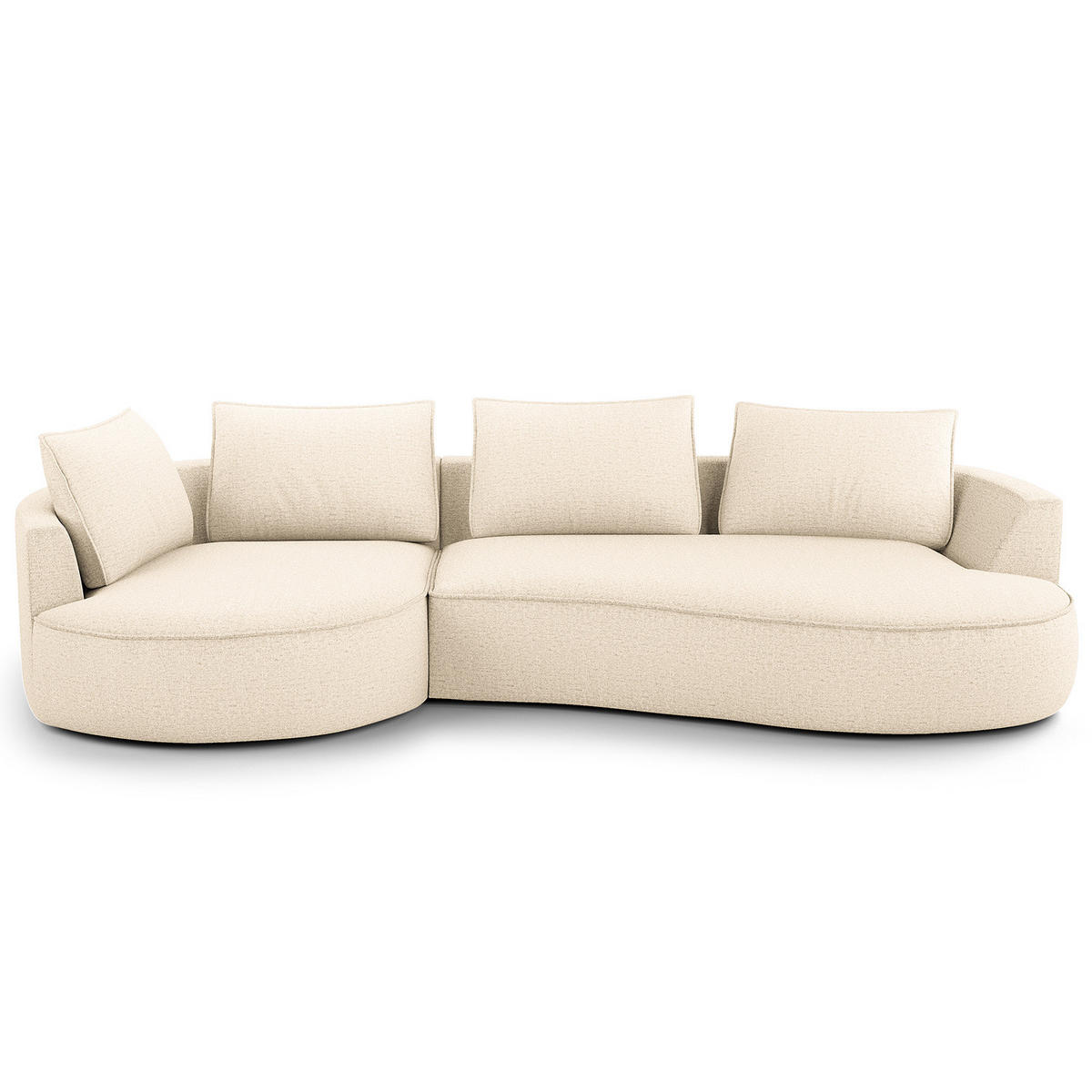 BIGSOFA - Champagner/Schwarz, Kunststoff/Textil (322/82/154cm) - home24