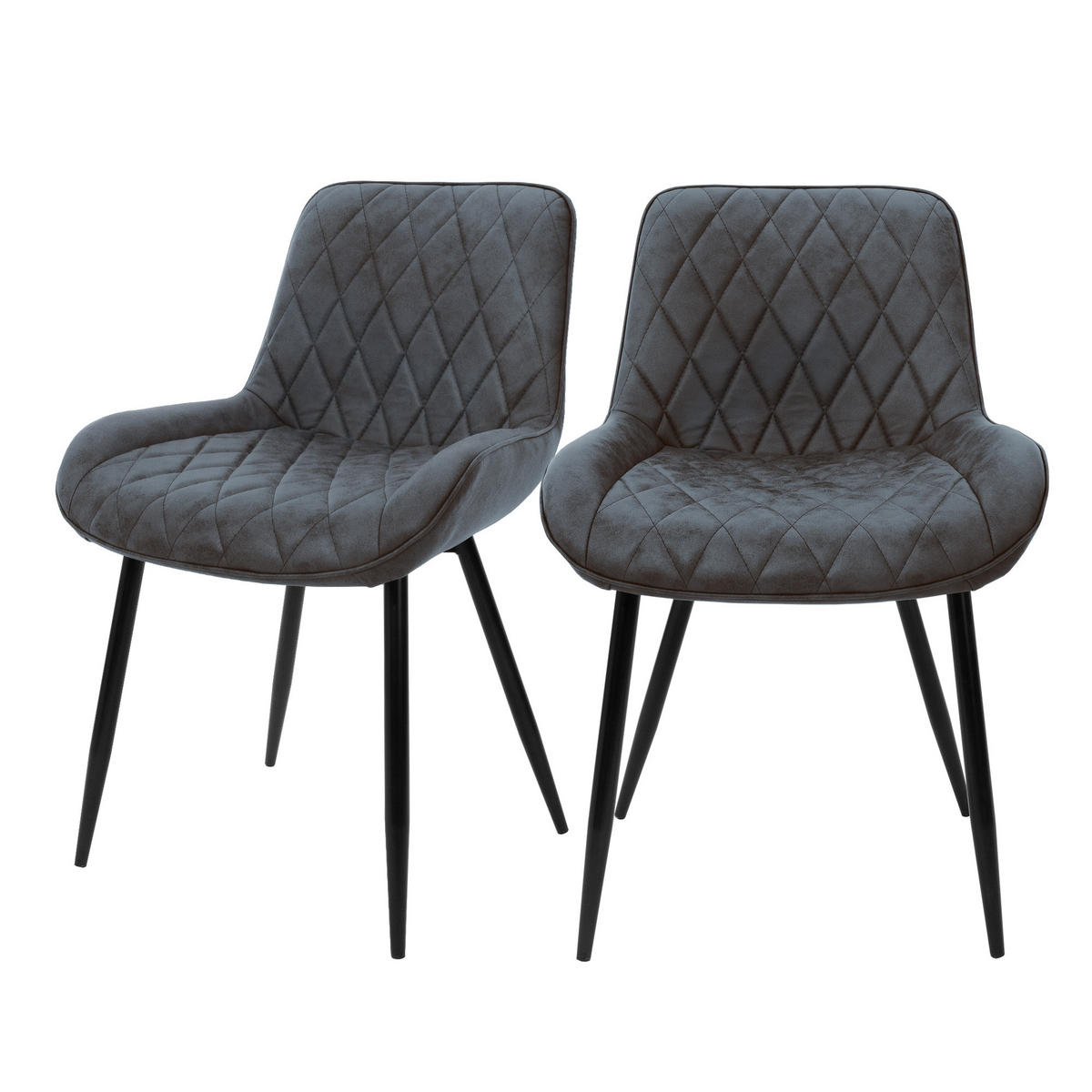 ESSZIMMERSTUHL Samt Anthrazit 2er Set - Anthrazit, Metall (54/81/60cm) - ML-DESIGN