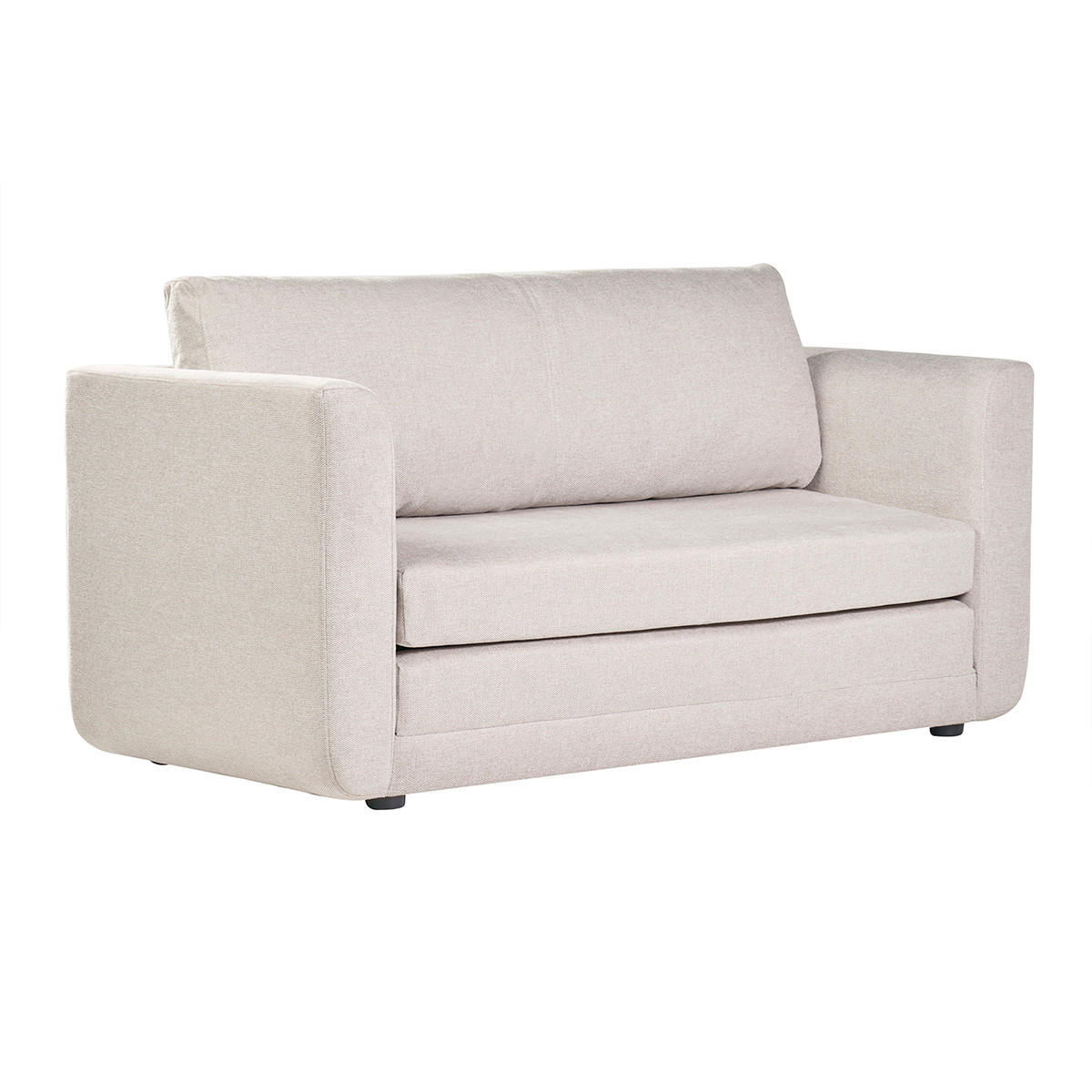 SCHLAFSOFA 2-Sitzer Beigefarben Samteffekt LEON - Creme, Textil (71/78/147cm) - Miliboo