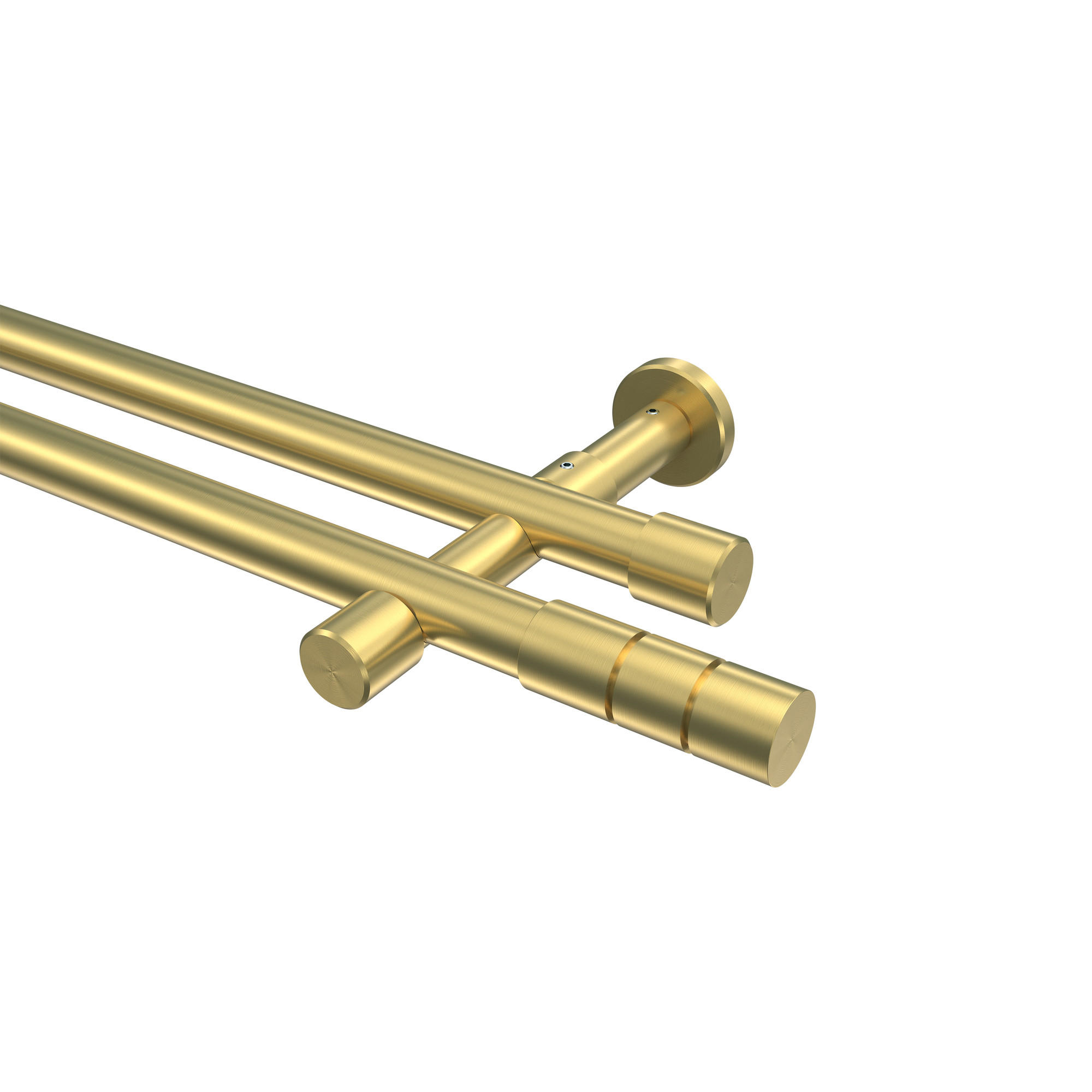 GARDINENSTANGE Prestige Elanto 160 cm, 2-läufig (ohne Ringe), 20 mm Ø Messing-Optik - Messingfarben, Metall (160cm) - INTERDECO