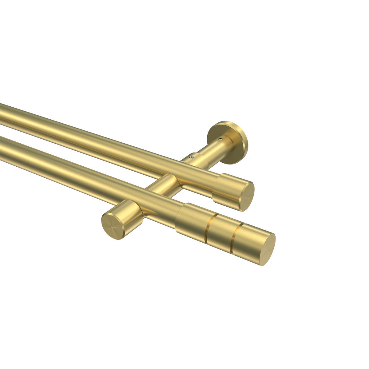 GARDINENSTANGEN-SET Prestige Elanto 180 cm, 2-läufig (ohne Ringe), 20 mm Ø Messing-Optik - Messingfarben, Metall (180cm) - INTERDECO