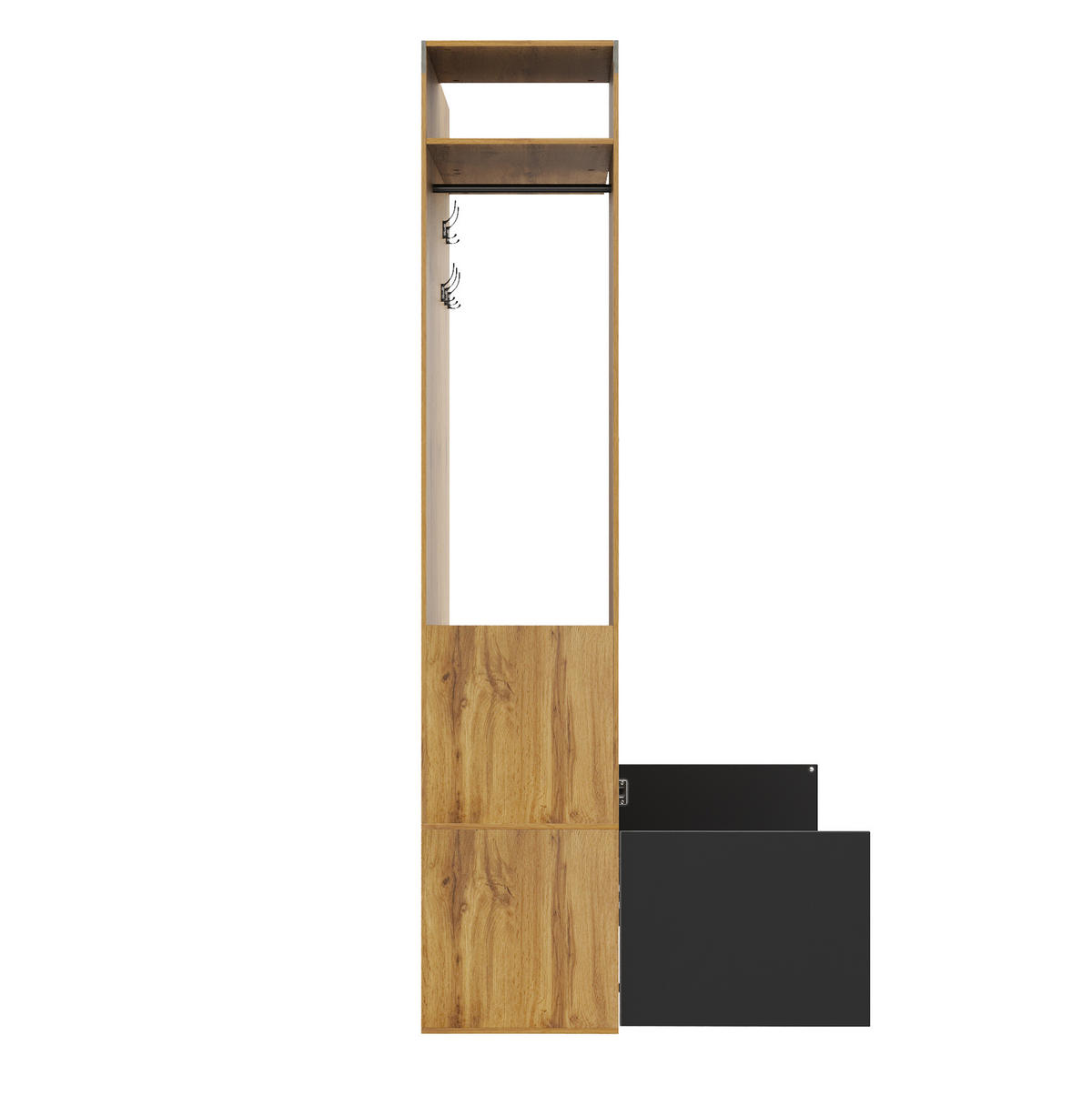 SCHUHSCHRANK aus MDF 100x38x191cm in Natur mit Bank & Spiegel - Naturfarben, Holzwerkstoff (100/191/38cm) - Modfu