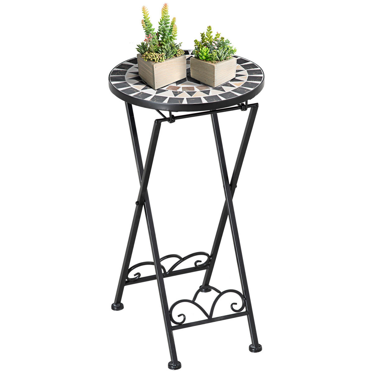 PFLANZENSTÄNDER, Metall, Schwarz+Weiß+Gelb - Multicolor, Metall (36/67/36cm) - Outsunny