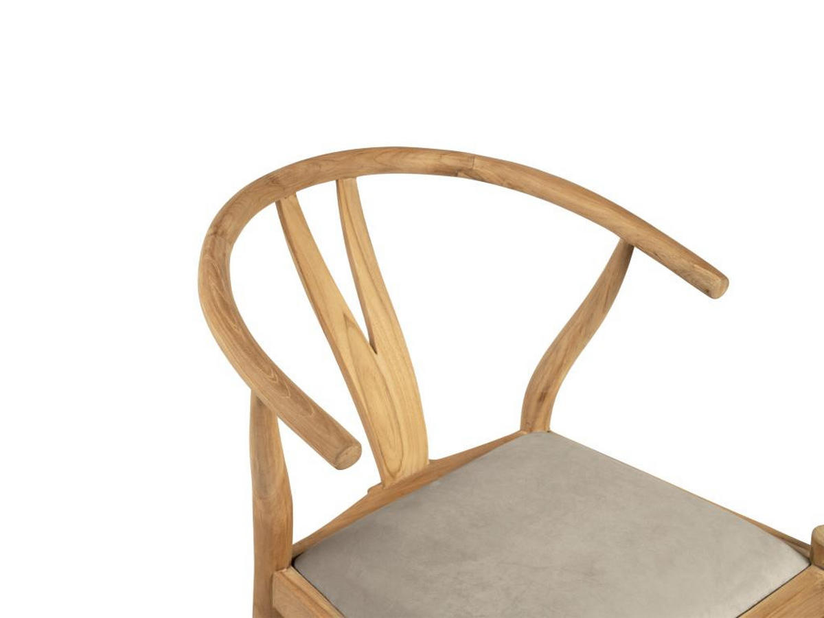 STUHL - Teakholz & Stoff - Holzfarben & Beige - POGIANA - Beige, Textil (63/77/53cm) - Vente-Unique