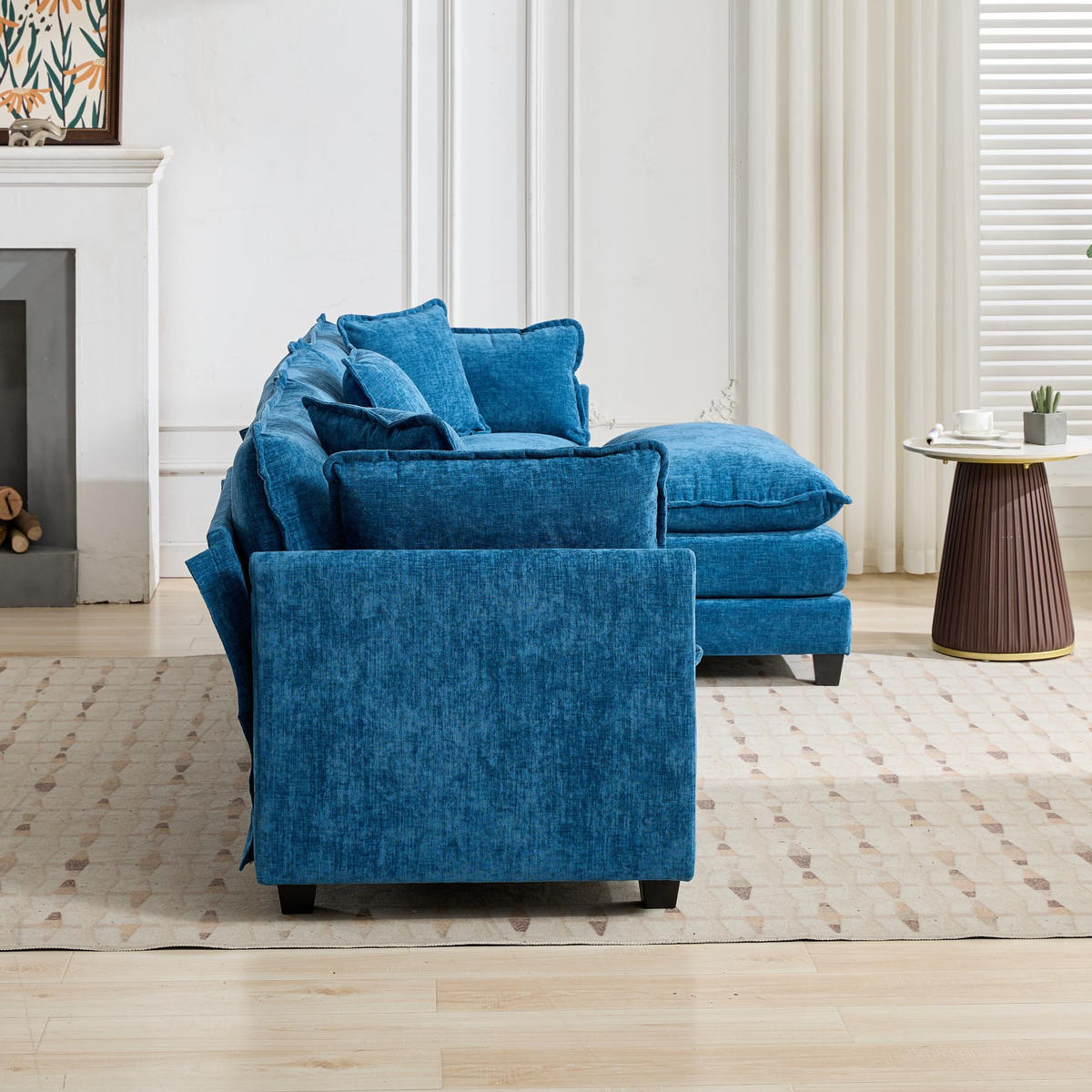 3-SITZER-SOFA aus Chenille mit modularem Design, blau - Blau, Textil (75/84/289cm) - Luhomfu