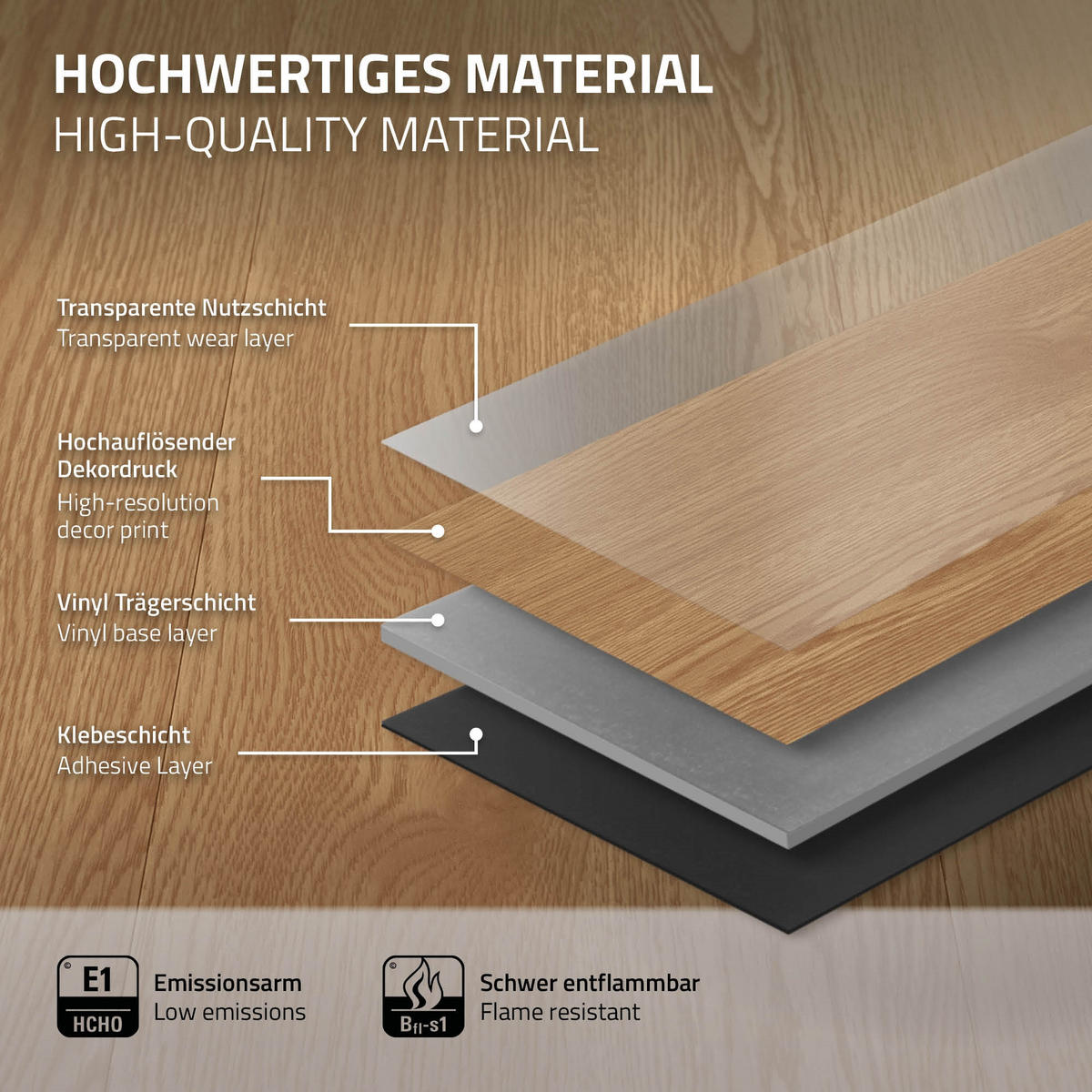 VINYLBODEN selbstklebend 11,15m²/80 Dielen Eiche Sundance - Hellbraun, Kunststoff (91.5/15.3/0.2cm) - ML-DESIGN