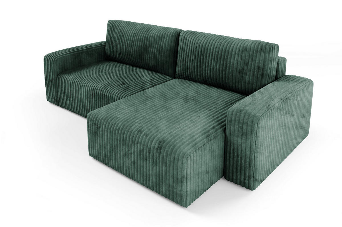 ECKSOFA mit Schlaffunktion Cord Grün - Grün, Textil (244/149cm) - Furnisell