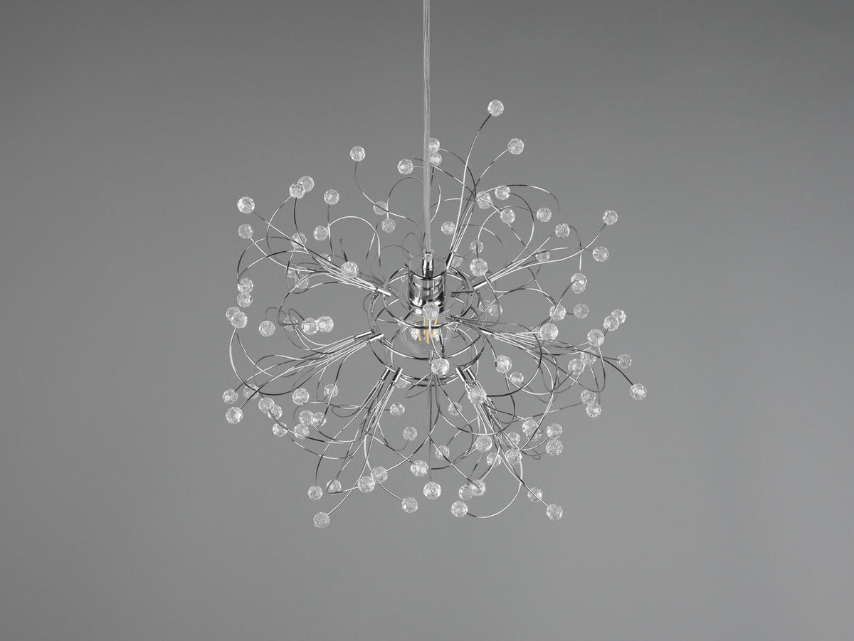 LED-PENDELLEUCHTE Ø52cm, Silber Kristall - Chromfarben/Transparent, Kunststoff/Metall (52/52/150cm) - meineWunschleuchte