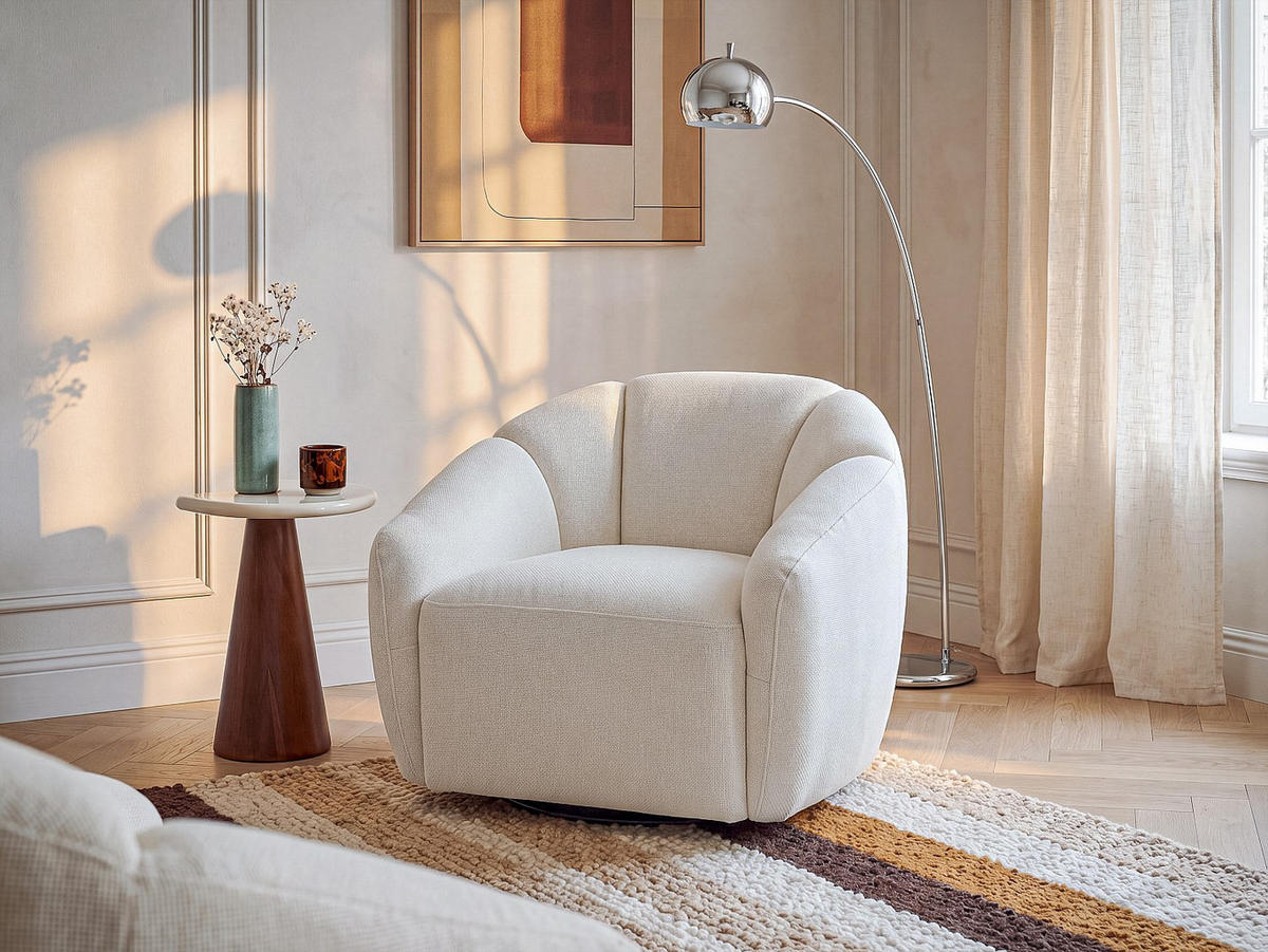 SESSEL mit gerader Rückenlehne - 1 Person - stoff - elfenbeinfarben Nafeki - Weiß, Textil (93/73/89cm) - Vente-Unique