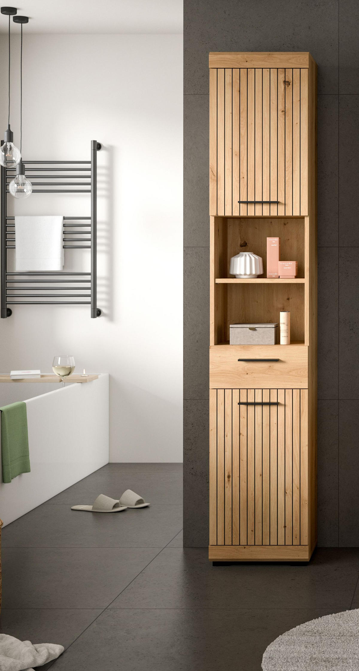 HOCHSCHRANK Vento (B/H/T: ca. 37/191/31 cm) in Artisan Eiche Nachbildung/Artisan Eiche Nachbildung - Eiche Artisan, Holz (37/191/31cm)