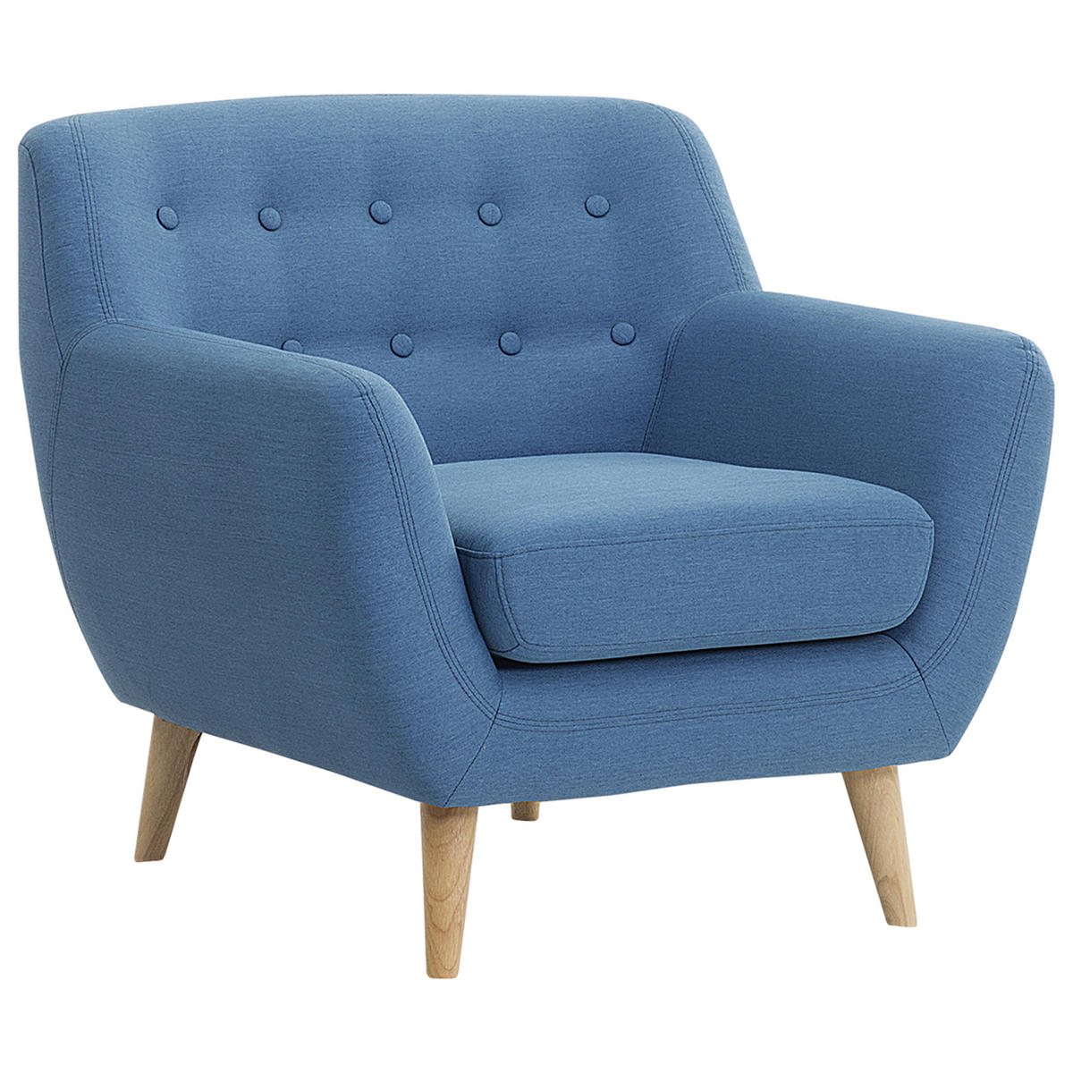 SESSEL Polsterbezug blau Motala - Hellbraun/Blau, Textil (77/76/80cm) - Beliani
