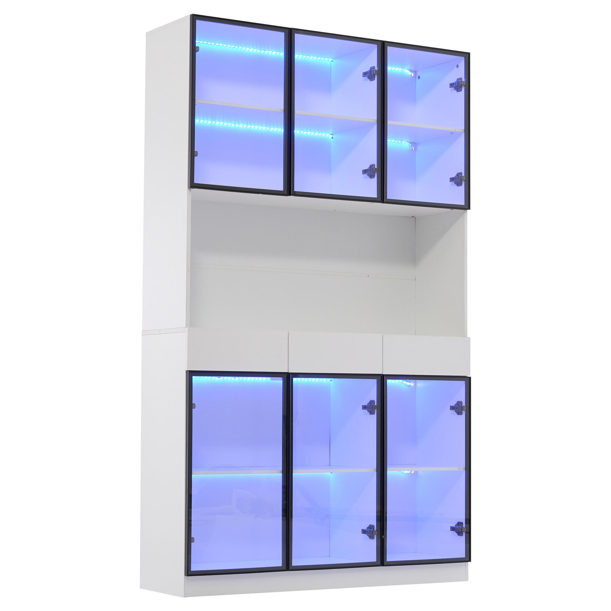 VITRINE weiß 120/36/200 cm - Weiß, Glas/Holzwerkstoff (120/200/36cm) - Urban Meuble