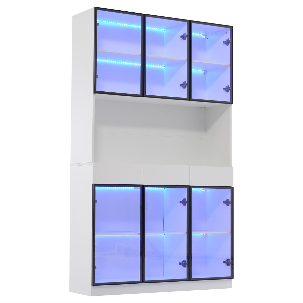 VITRINE weiß 120/36/200 cm - Weiß, Glas/Holzwerkstoff (120/200/36cm) - Urban Meuble