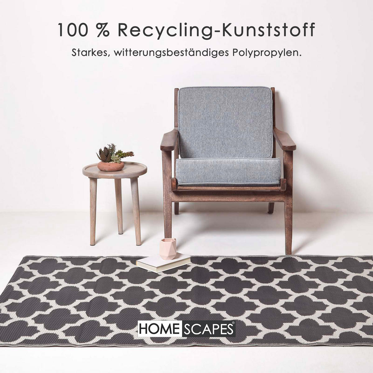 OUTDOORTEPPICH Nola geometrisch gemustert 120/180 cm - Schwarz, Kunststoff (120/180cm) - Homescapes