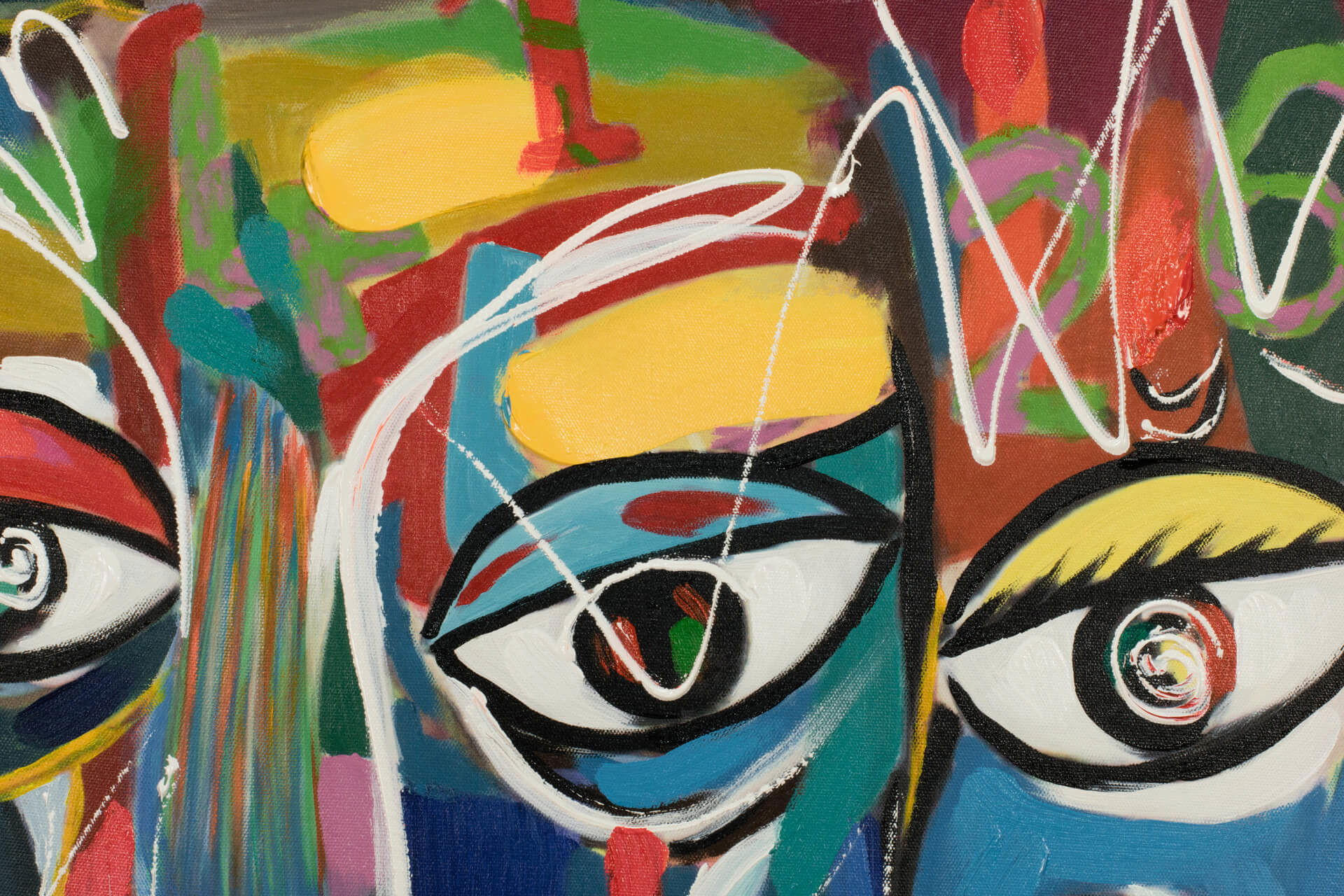 ACRYLBILD HANDGEMALT 60/60 cm - Multicolor/Weiß, Holz/Textil (1.1/60cm) - KUNSTLOFT