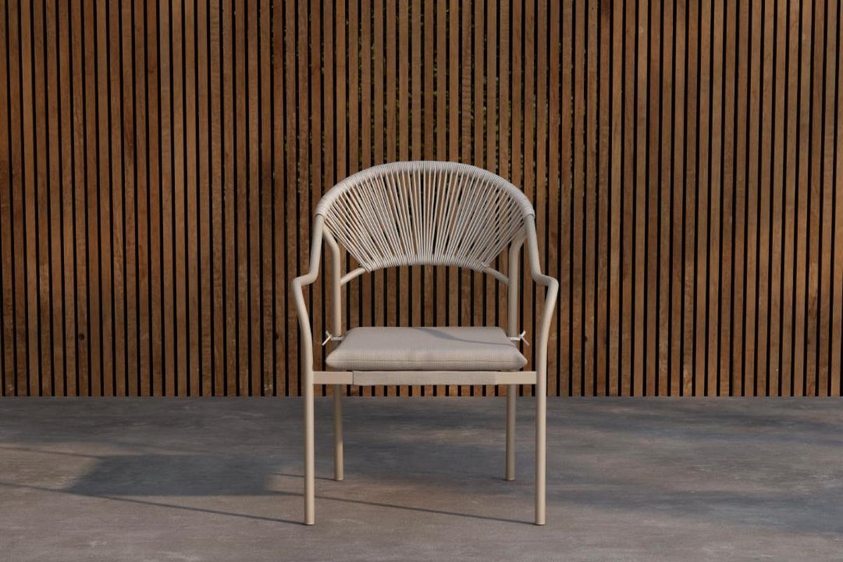GARTENSTUHL, Paros, Beige, Stahl, 56 x 65 x 84 cm - Beige, Metall (56/84/65cm) - ebuy24