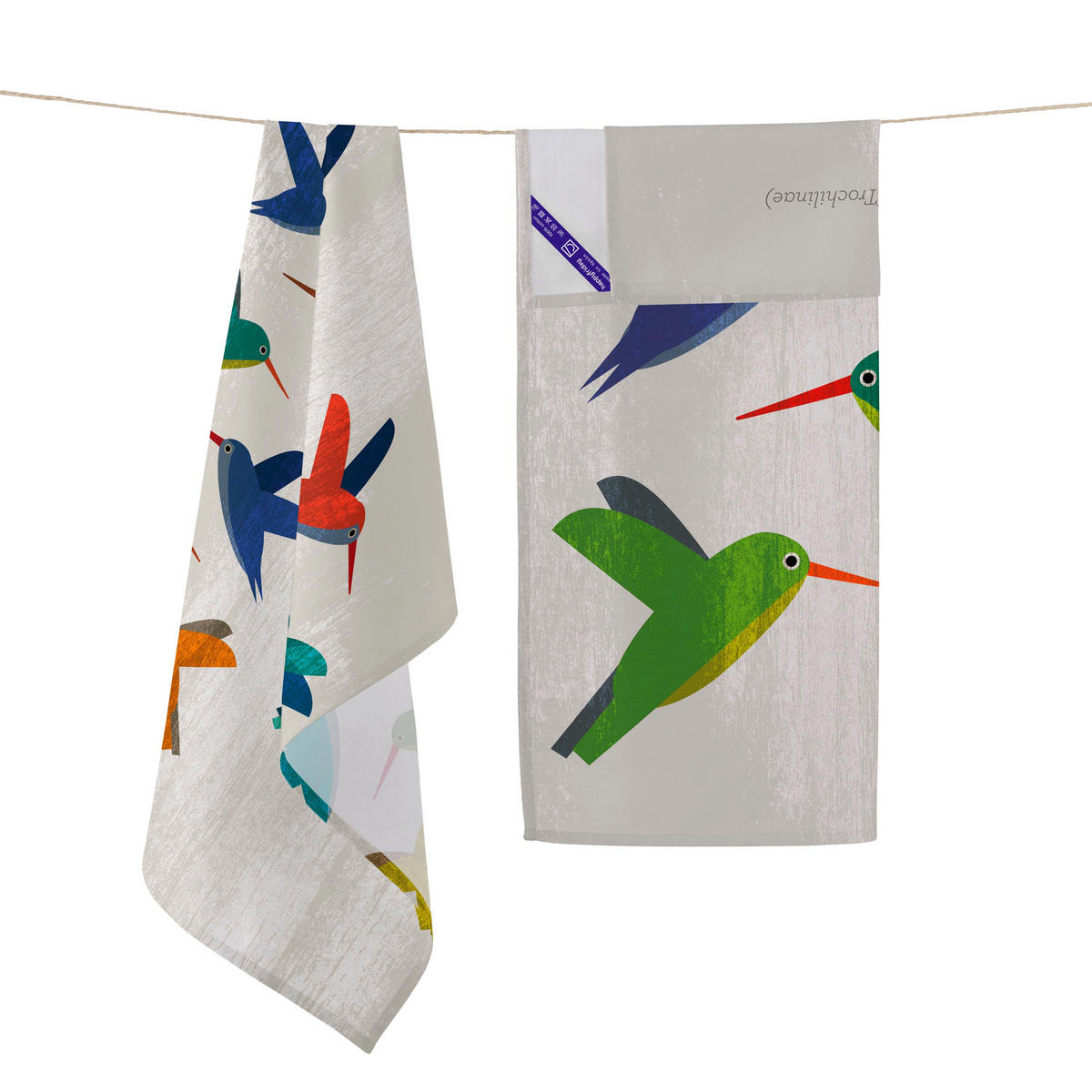 GESCHIRRTUCH (2 tlg) colibri 70x50 cm mehrfarbig - Multicolor, Textil (70/50cm) - Happy Friday
