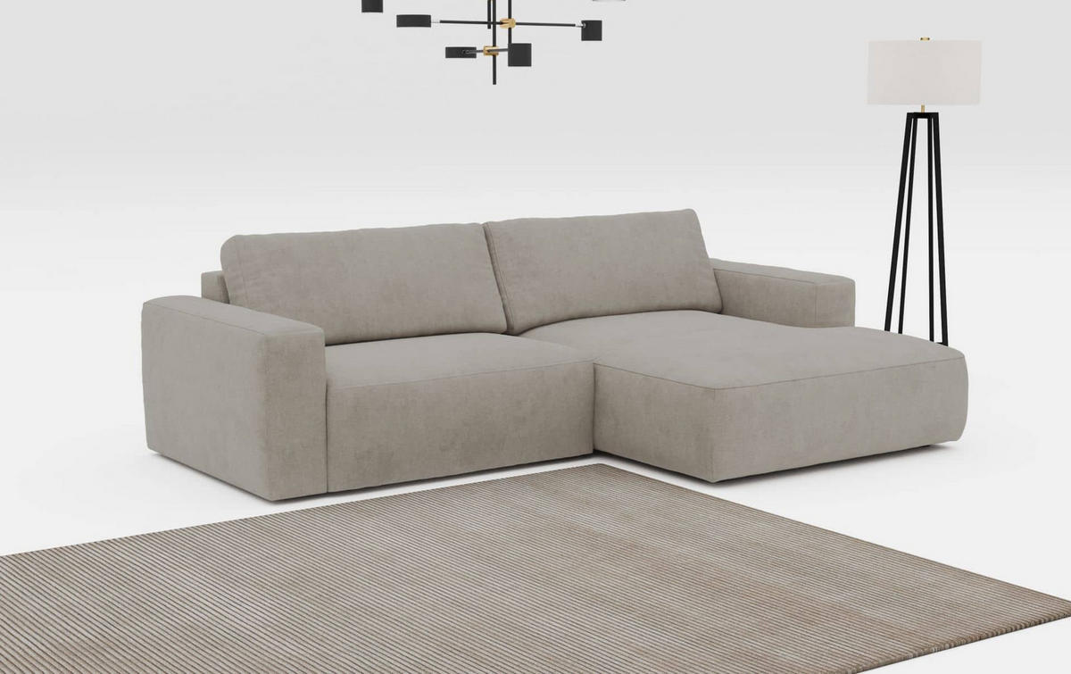 ECKSOFA mit losen Rückenkissen, wasserabweisender All Senses Stoff - Hellgrau/Schwarz, Holz/Kunststoff (175/288cm) - Cotta