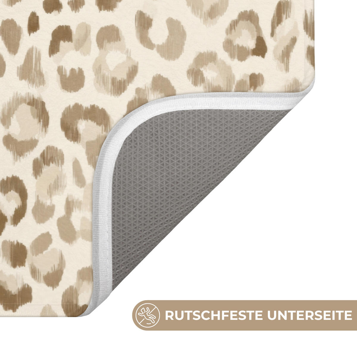 KOUPELNOVÁ PŘEDLOŽKA Leopard - Classic - Béžová 80x50 cm - světle hnědá, textil/plast (80/50cm)