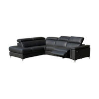 ECKSOFA Avenger Echtleder mit 1 x Relaxfunktion Schwarz - Schwarz, Leder/Metall (224/81/271cm)