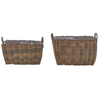 BLUMENKORB 2er-Set Rattan braun 59-50/53-44 cm Ormos - Braun, Kunststoff (44cm) - Beliani