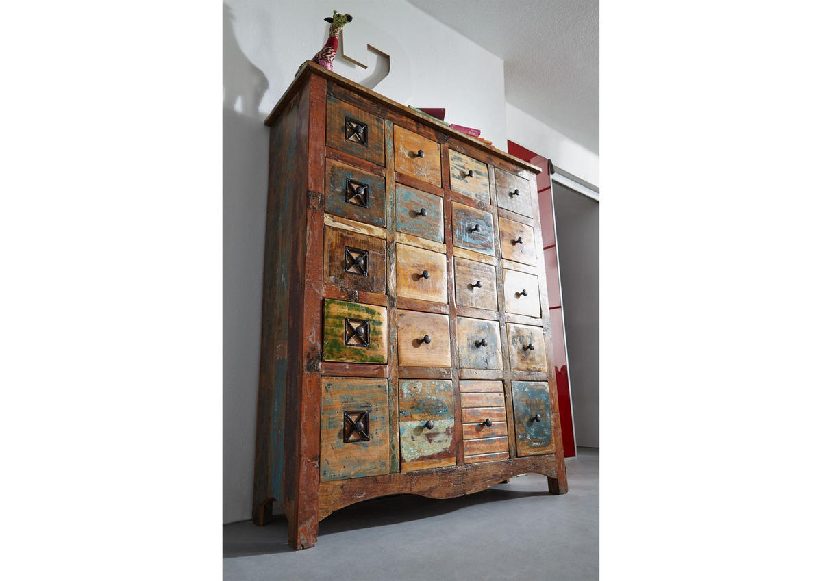 KOMMODE Altholz 125x40x150 mehrfarbig lackiert NATURE OF SPIRIT #60 - Multicolor, Holzwerkstoff (125/150/40cm) - Massivmoebel24