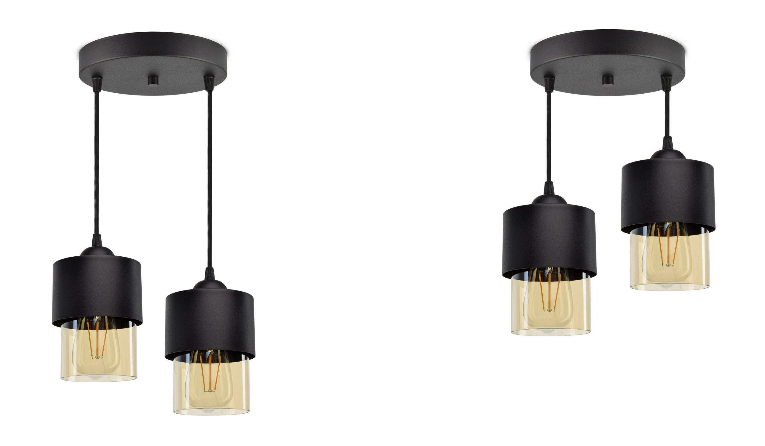 PENDELLEUCHTE Hege - Transparent/Schwarz, Glas/Metall (25/25/70cm) - kiki design