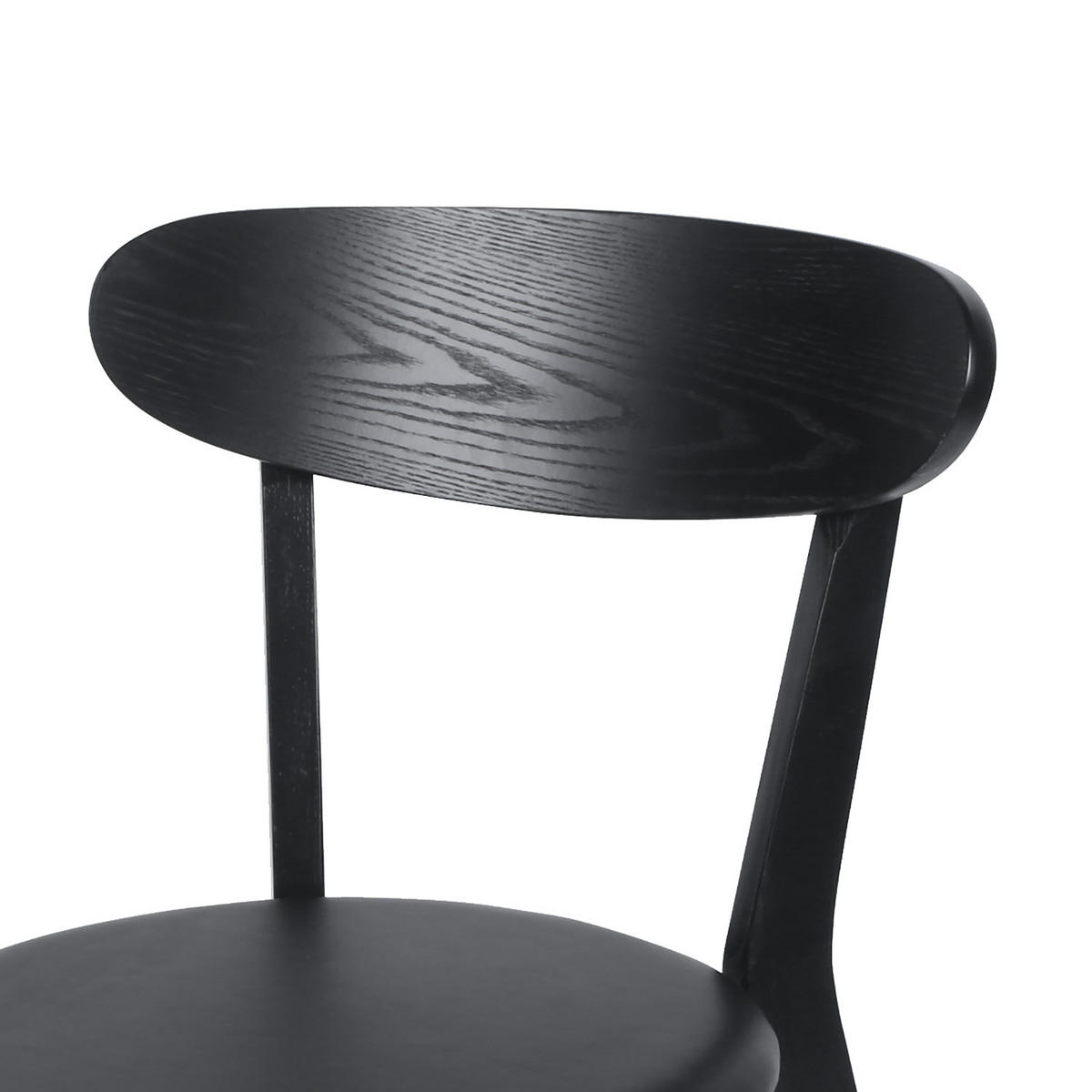 ESSZIMMERSTUHL - 2er-Set - Kunstleder / Esche massiv - Schwarz, Holz/Kunststoff (48/78/52cm) - home24