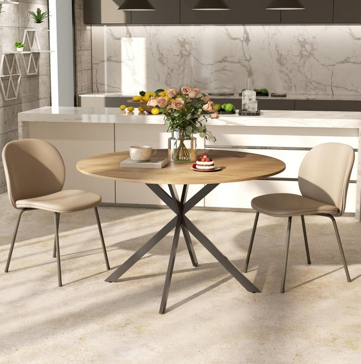 ESSTISCH 120 cm Eiche aus Holz im Industriestil - Eichefarben, Holz (120/120/75cm) - OKMYHOME