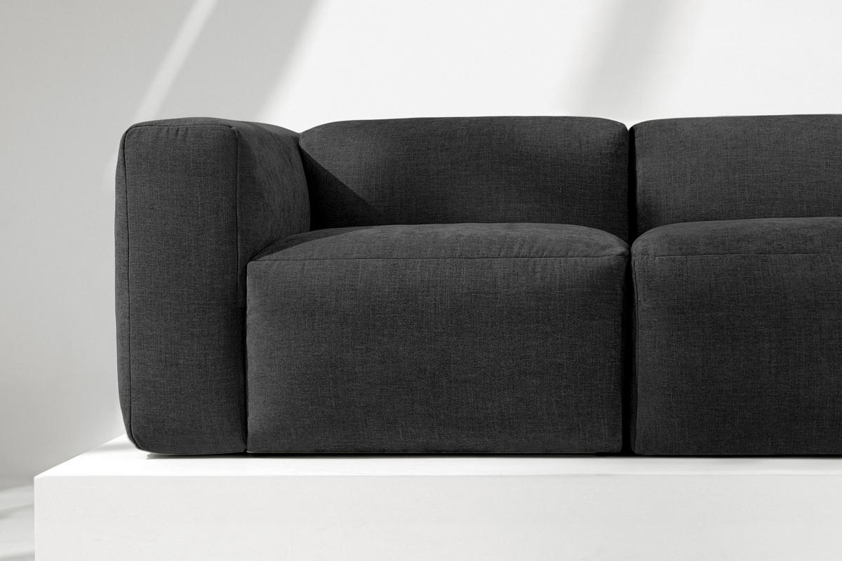 2-SITZER-MODULSOFA BUFFO mit extrem weicher und bequemer Sitzfläche, Gewebestoff, graphit - Graphitfarben, Textil (210/73/96cm) - KONSIMO®